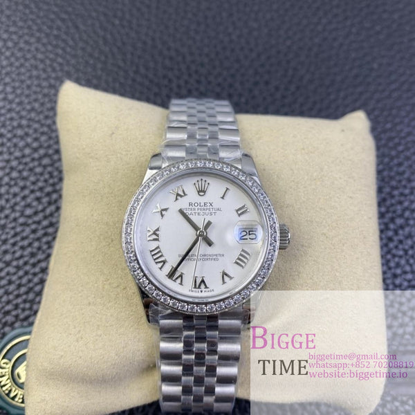 DateJust 31mm Ladies Diamond Bezel White Dial Roma Marker Jubilee Bracelet WF A2671