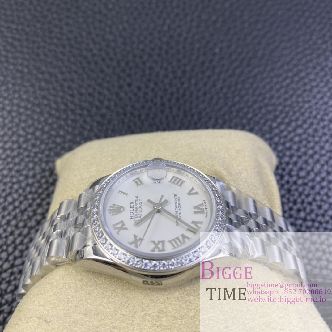 DateJust 31mm Ladies Diamond Bezel White Dial Roma Marker Jubilee Bracelet WF A2671