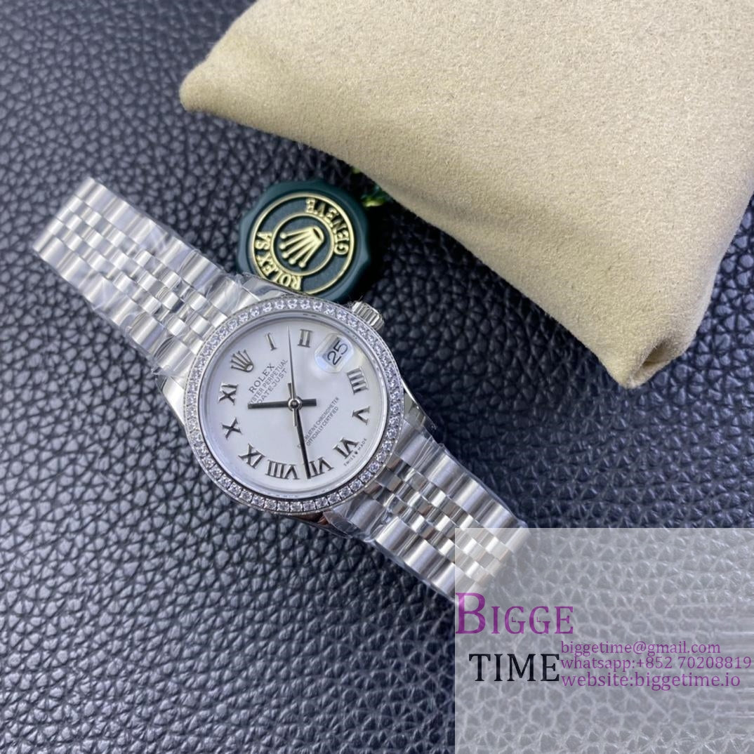 DateJust 31mm Ladies Diamond Bezel White Dial Roma Marker Jubilee Bracelet WF A2671