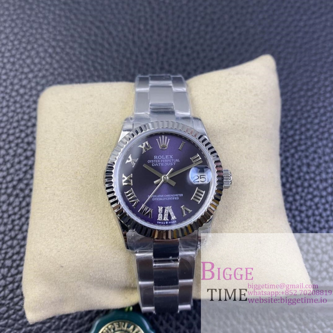 DateJust 31mm Ladies Purple Dial Diamond Roma Marker Oyster Bracelet WF A2671