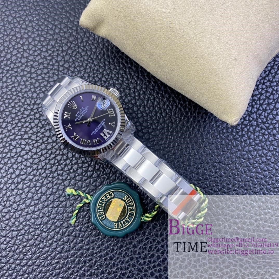 DateJust 31mm Ladies Purple Dial Diamond Roma Marker Oyster Bracelet WF A2671