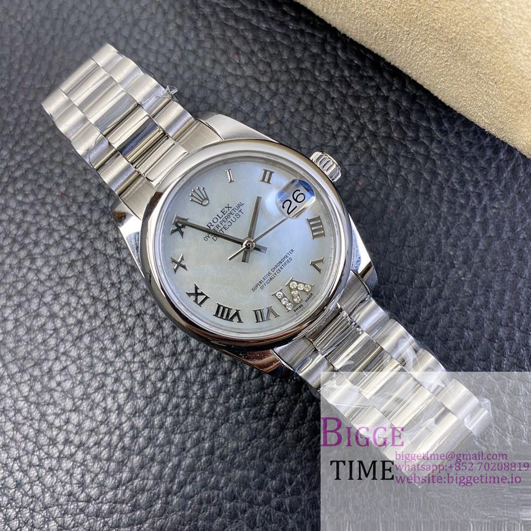 DateJust 31mm Ladies Smooth Bezel MOP Diamond Roma Marker Oyster Bracelet BPF A2671