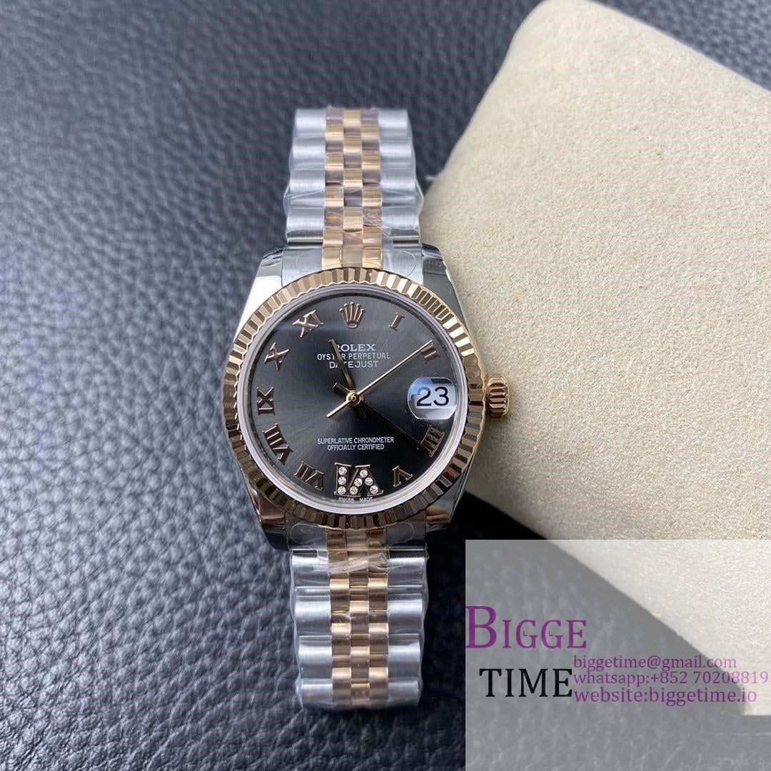 DateJust 31mm Ladies RG/SS Grey Dial Diamond Roma Marker RG/SS Jubilee Bracelet BPF A2671