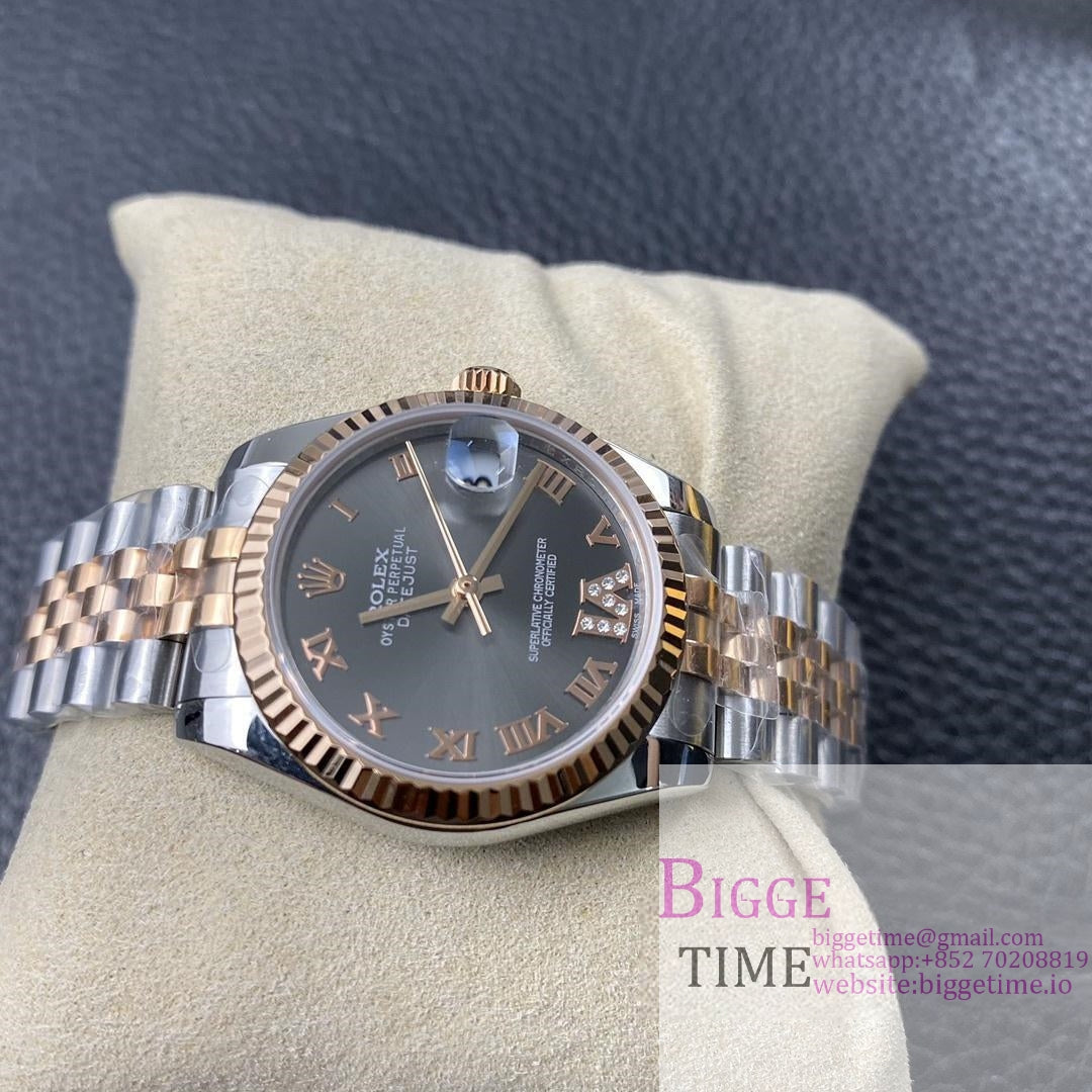 DateJust 31mm Ladies RG/SS Grey Dial Diamond Roma Marker RG/SS Jubilee Bracelet BPF A2671