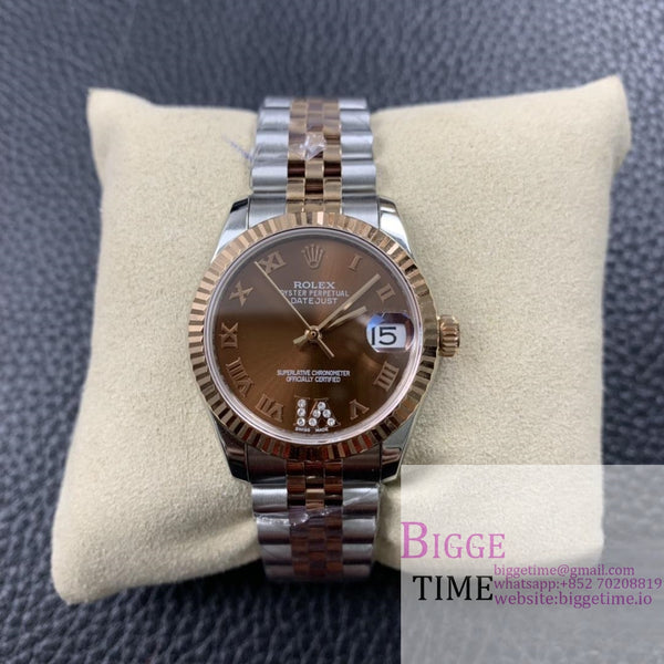 DateJust 31mm Ladies RG/SS Brown Dial Diamond Roma Marker RG/SS Jubilee Bracelet BPF A2671