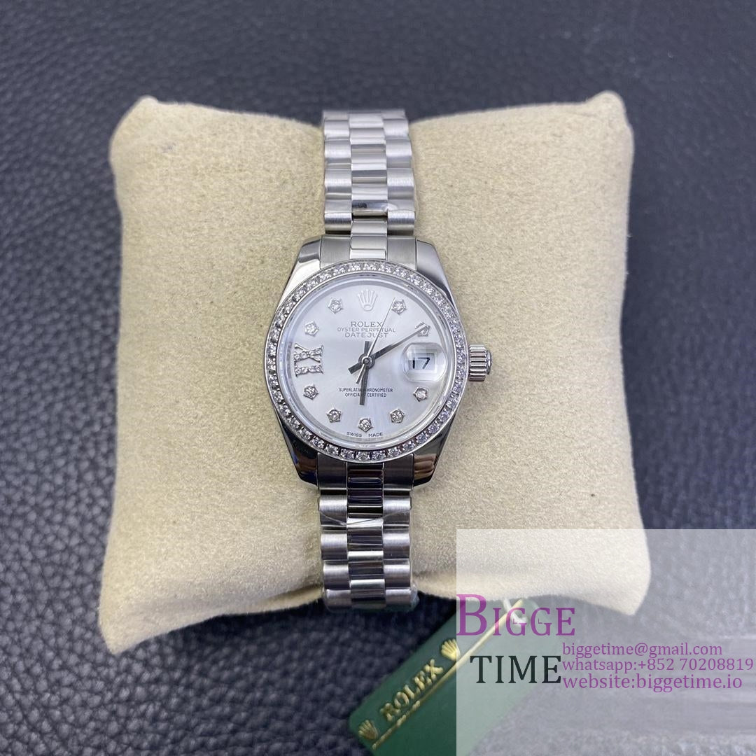 DateJust 28mm Ladies Diamond Bezel Silver Dial Roma Marker Jubilee Bracelet WF A2236