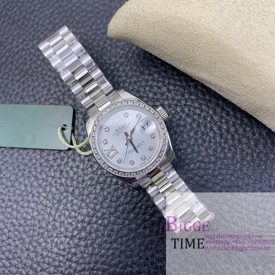 DateJust 28mm Ladies Diamond Bezel Silver Dial Roma Marker Jubilee Bracelet WF A2236