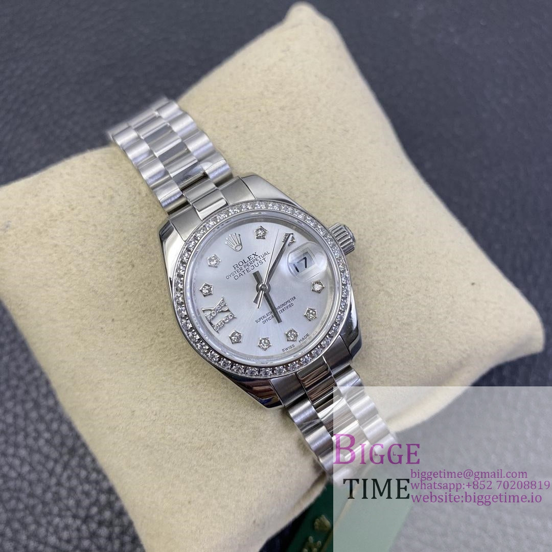 DateJust 28mm Ladies Diamond Bezel Silver Dial Roma Marker Jubilee Bracelet WF A2236