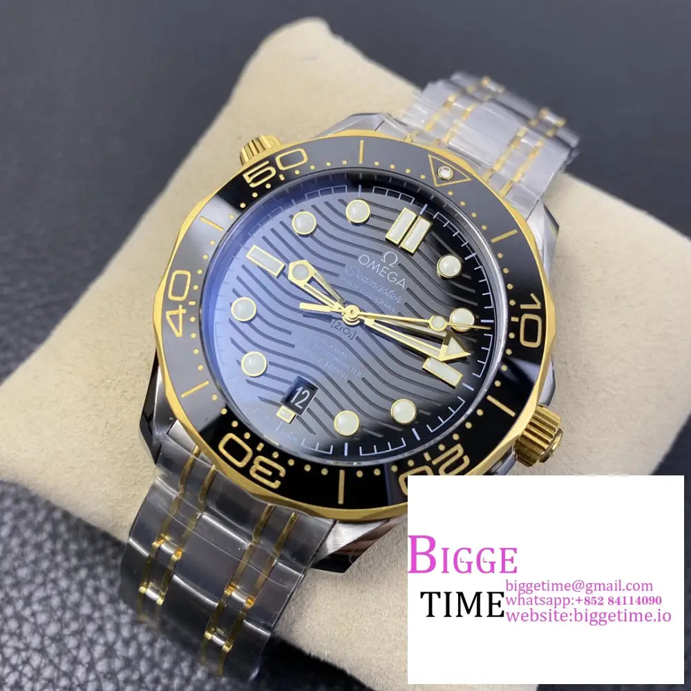 Seamaster Diver 300M 42Mm Ceramic Yg/Ss Black Dial Bracelet Vsf A8800 Omega