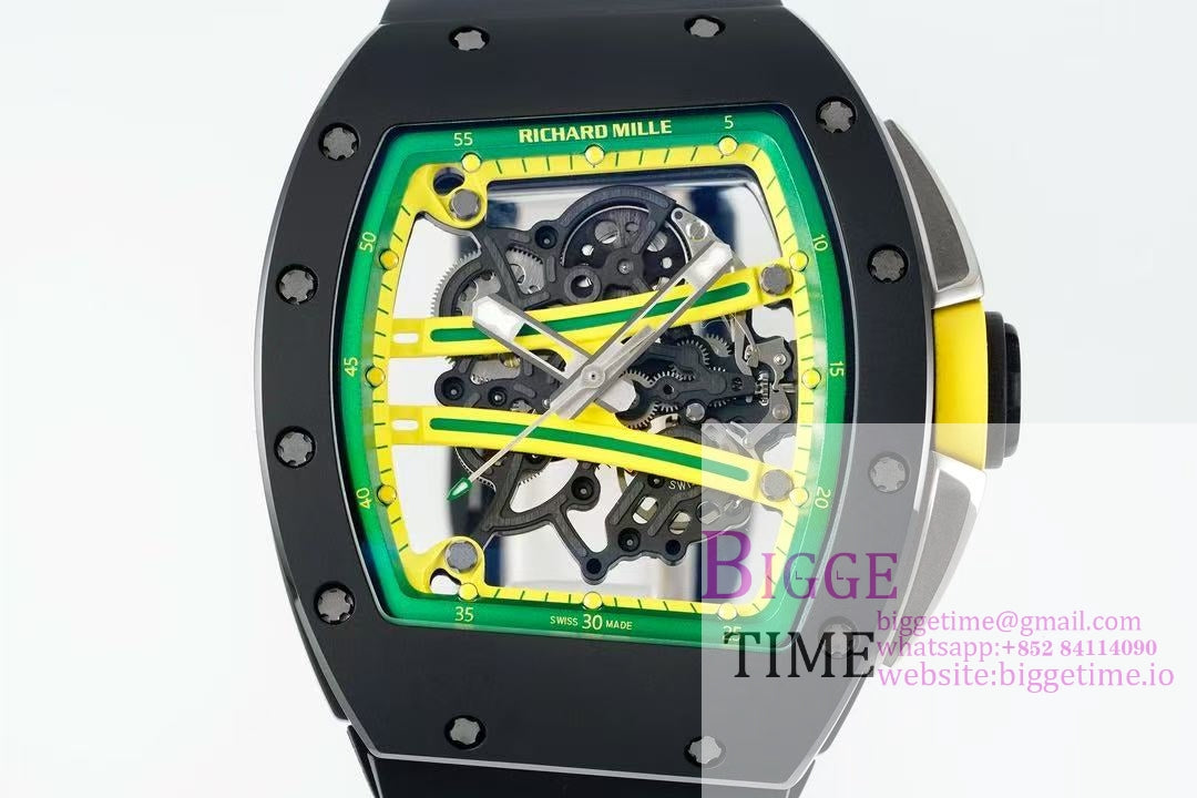 RM061 Black Ceramic ZF 1:1 Best Edition On Black Rubber Strap RMUL2