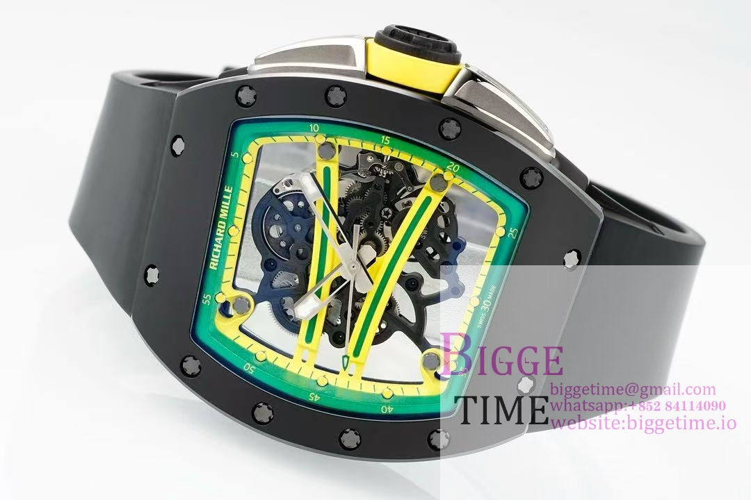 RM061 Black Ceramic ZF 1:1 Best Edition On Black Rubber Strap RMUL2