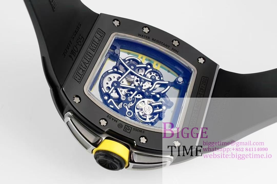 RM061 Black Ceramic ZF 1:1 Best Edition On Black Rubber Strap RMUL2
