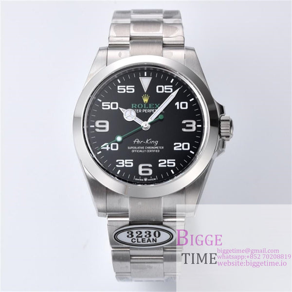 Air King 40mm 126900 Black Dial SS Bracelet Clean Factory CF VR3230