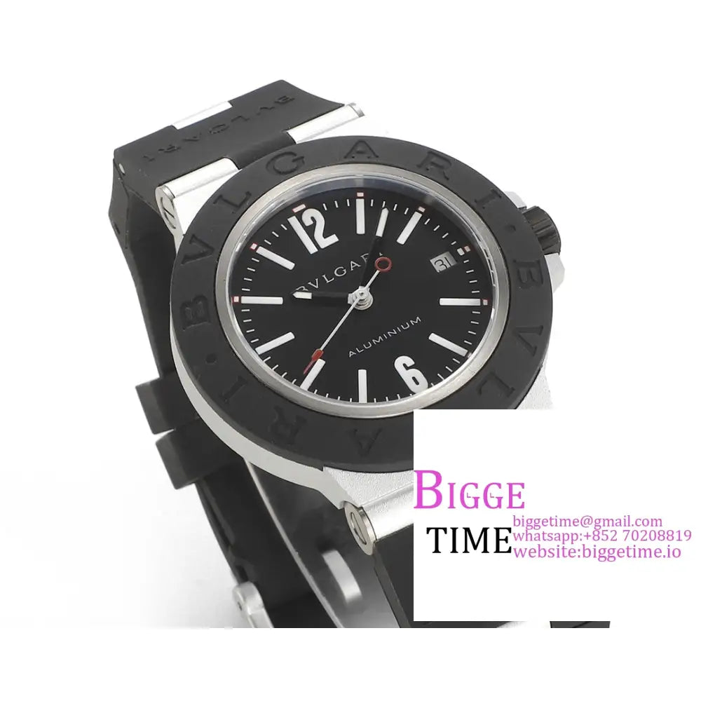 Aluminium 40Mm Black Dial Rubber Strap Bvf A2892 Bvlgari