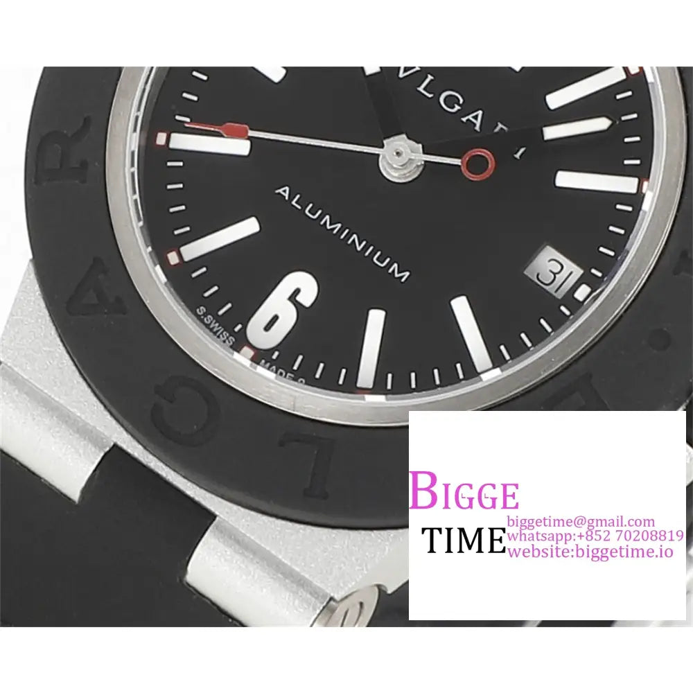 Aluminium 40Mm Black Dial Rubber Strap Bvf A2892 Bvlgari