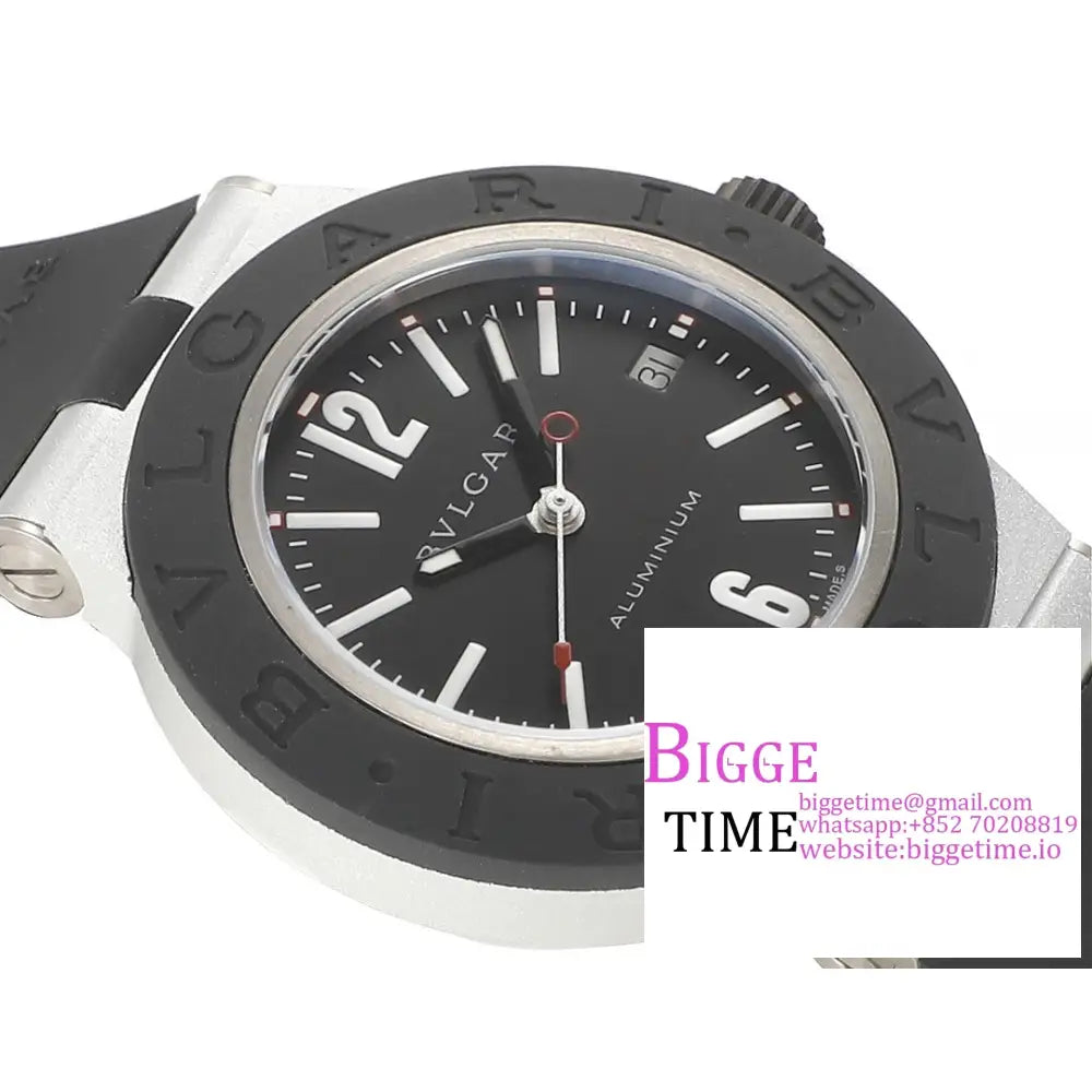 Aluminium 40Mm Black Dial Rubber Strap Bvf A2892 Bvlgari