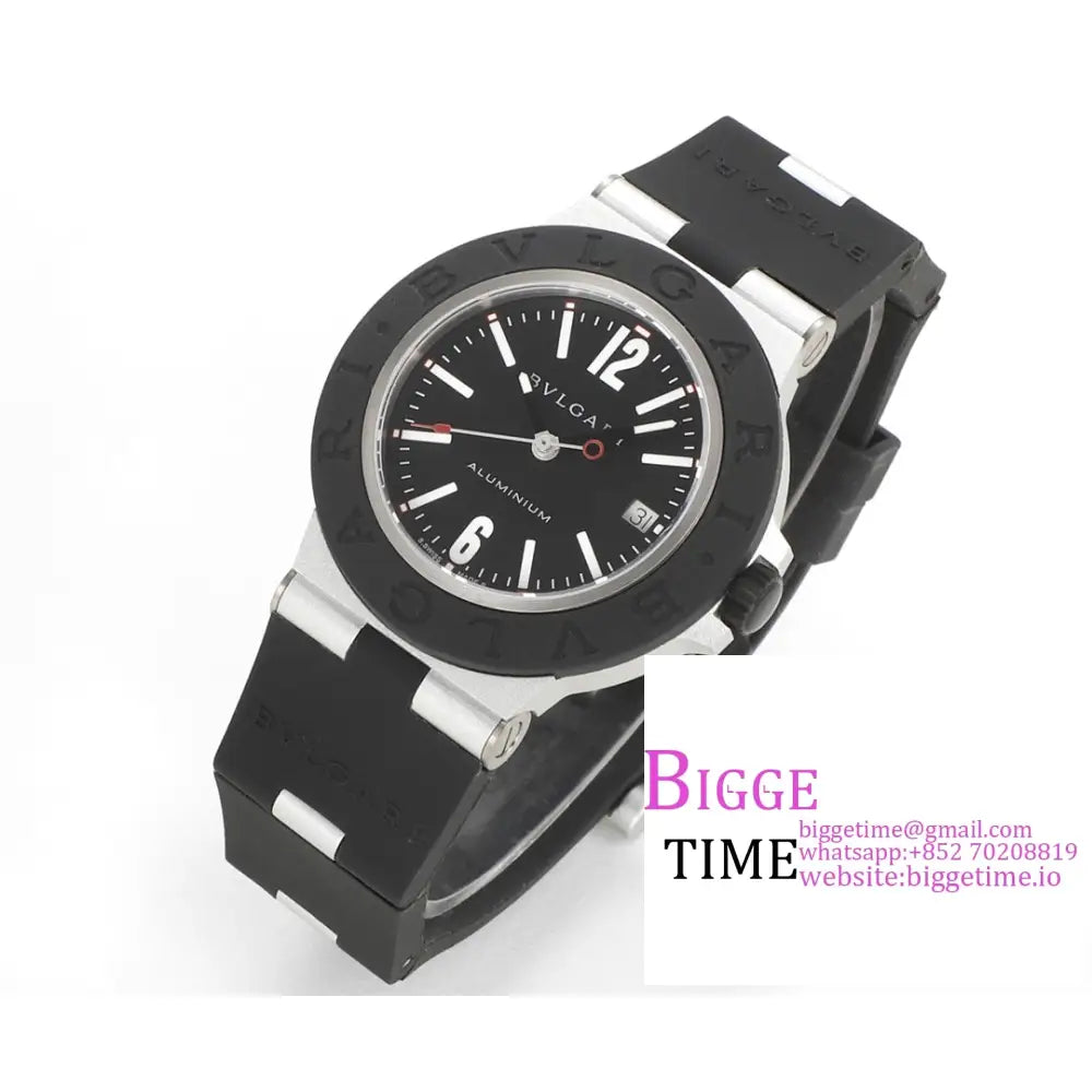 Aluminium 40Mm Black Dial Rubber Strap Bvf A2892 Bvlgari