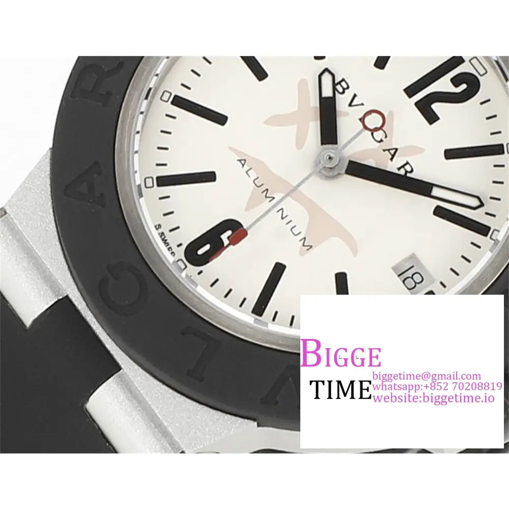 Aluminium 40Mm Steve Aoki White Dial Black Rubber Strap Bvf A2892 Bvlgari