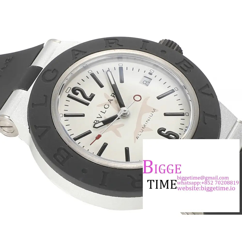 Aluminium 40Mm Steve Aoki White Dial Black Rubber Strap Bvf A2892 Bvlgari