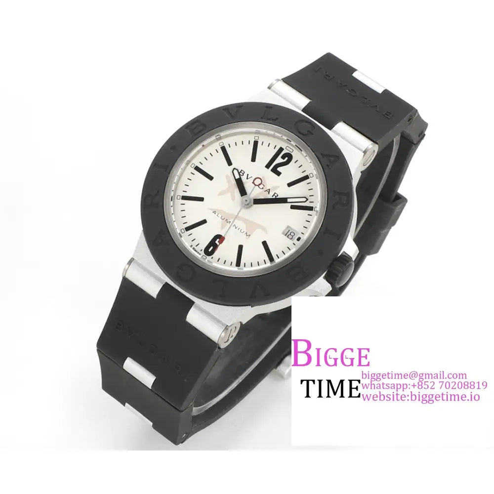 Aluminium 40Mm Steve Aoki White Dial Black Rubber Strap Bvf A2892 Bvlgari