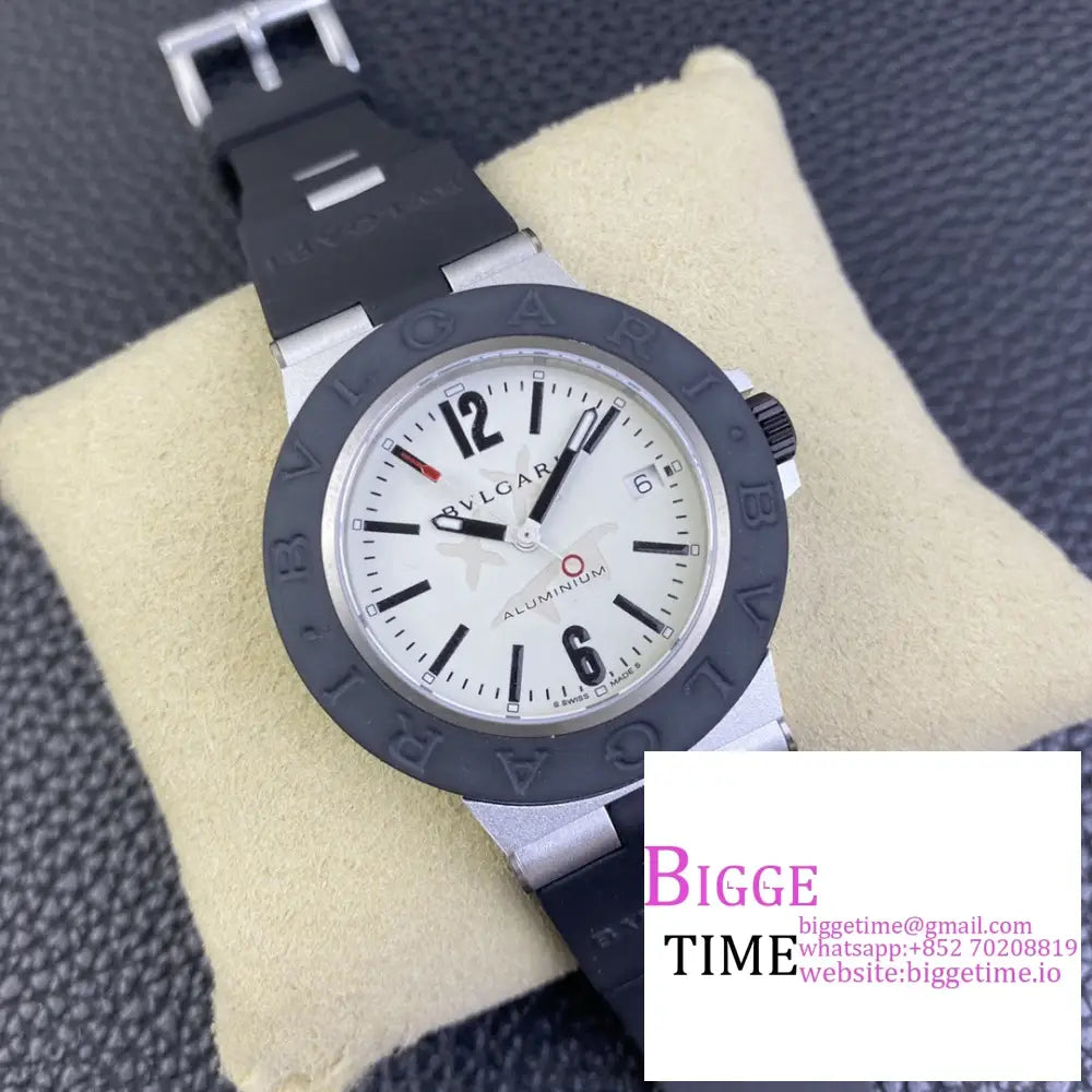 Aluminium 40Mm White Dial Black Rubber Strap Bvf A2892 Bvlgari