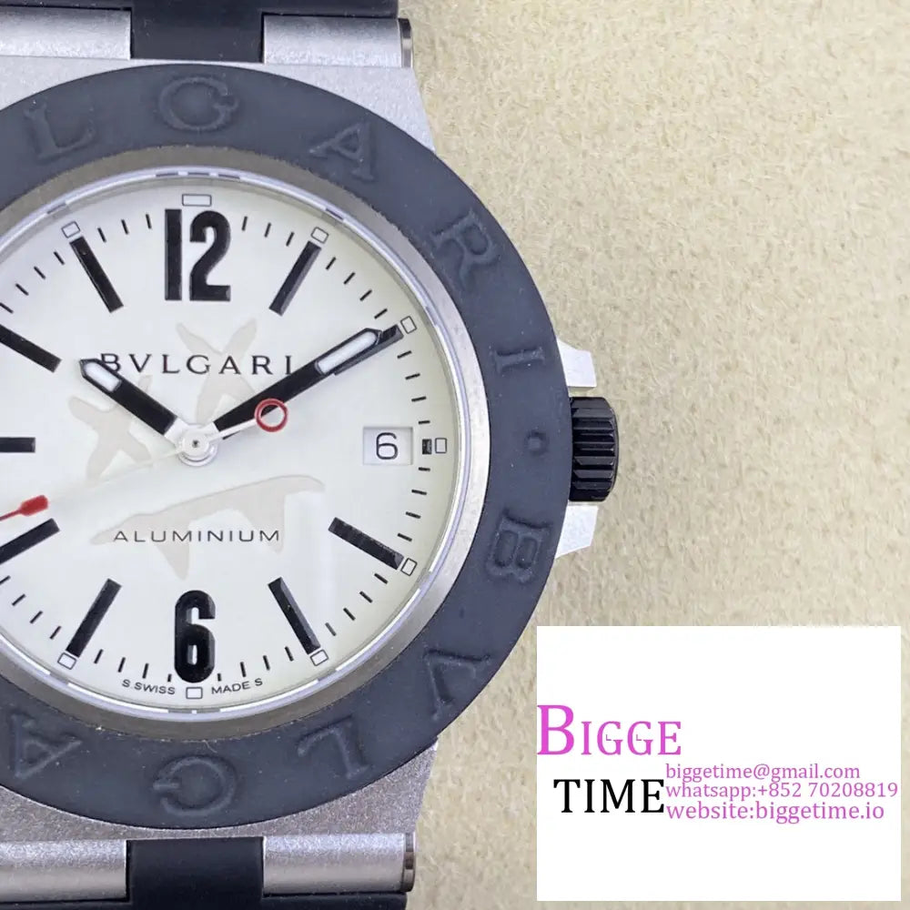 Aluminium 40Mm White Dial Black Rubber Strap Bvf A2892 Bvlgari