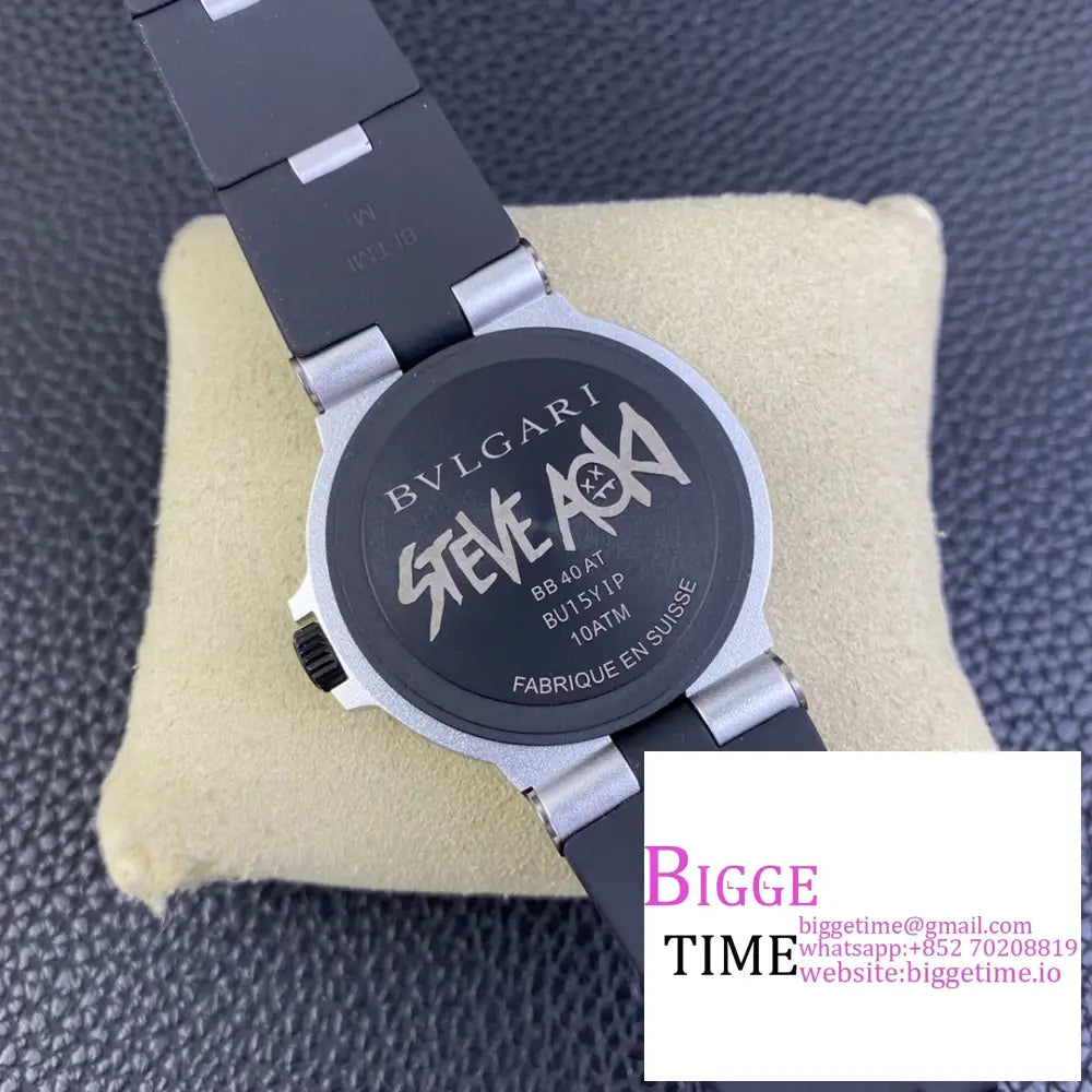 Aluminium 40Mm White Dial Black Rubber Strap Bvf A2892 Bvlgari