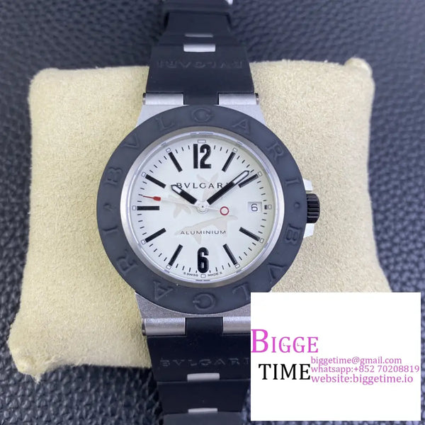 Aluminium 40Mm White Dial Black Rubber Strap Bvf A2892 Option1 Bvlgari