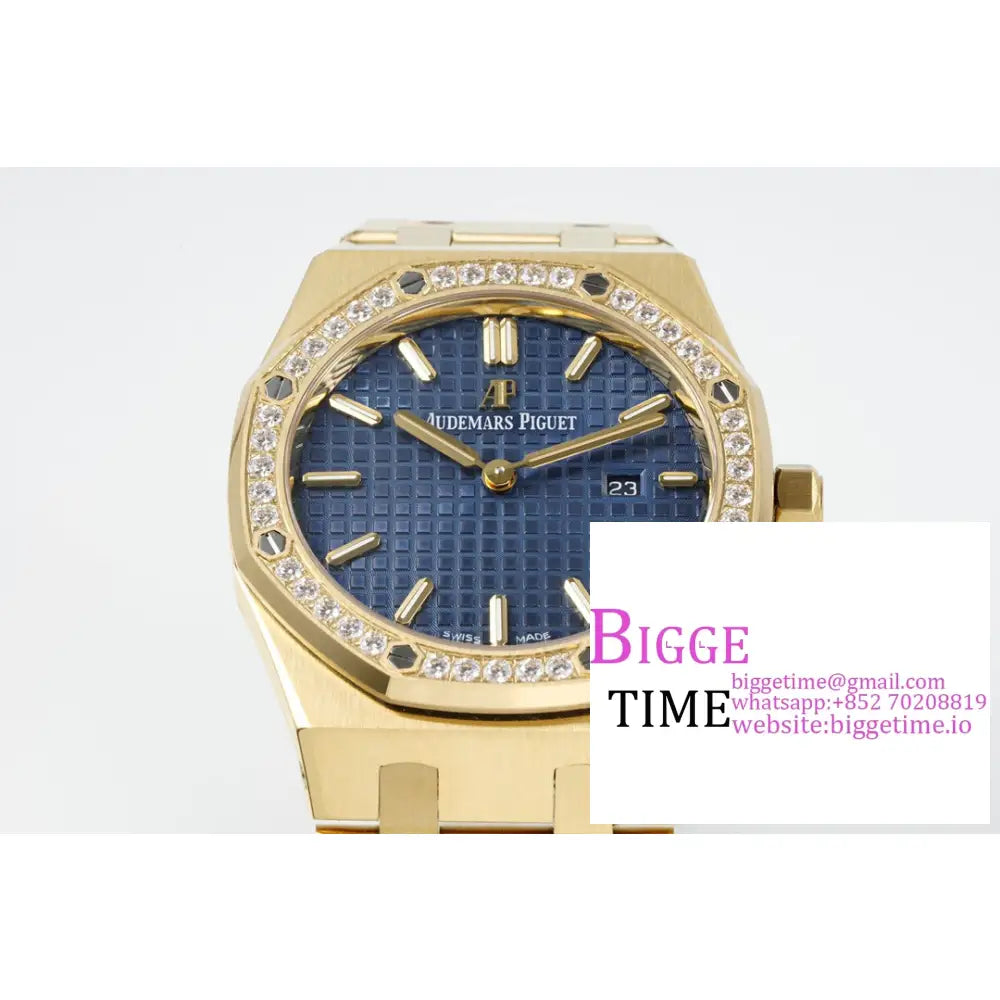 Ap Royal Oak 33Mm 67651 Diamond Bezel Yg Blue Dial Bracelet Zf Swiss Quartz Audemars Piguet