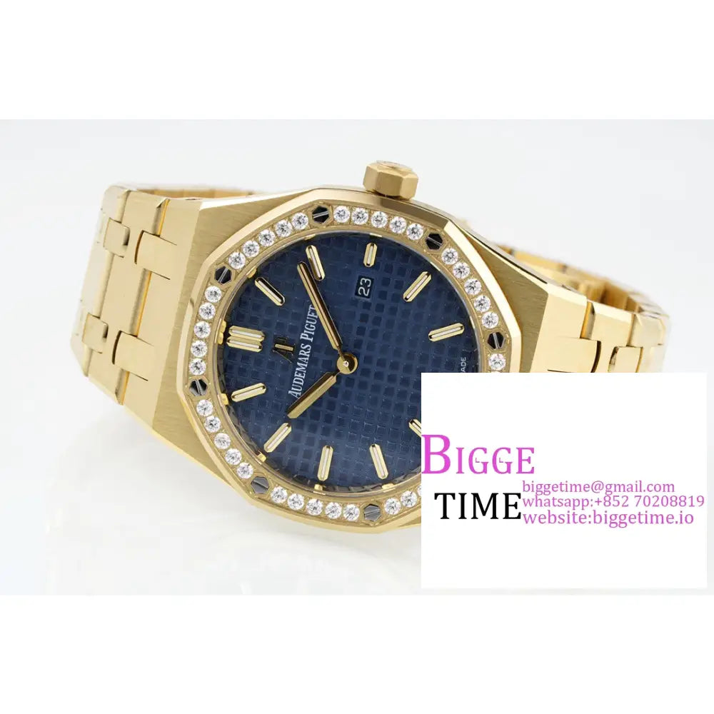 Ap Royal Oak 33Mm 67651 Diamond Bezel Yg Blue Dial Bracelet Zf Swiss Quartz Audemars Piguet