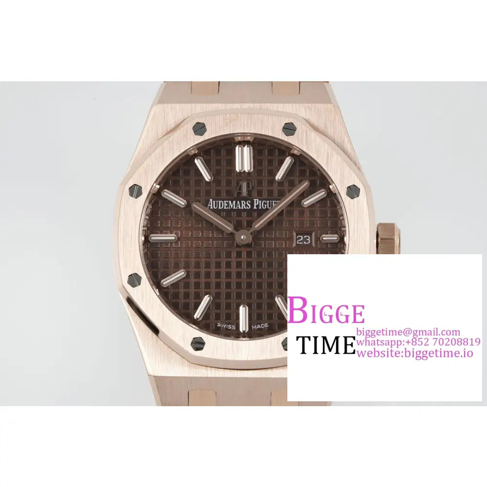 Ap Royal Oak 33Mm 67651 Rg Brown Dial Bracelet Zf Swiss Quartz Audemars Piguet