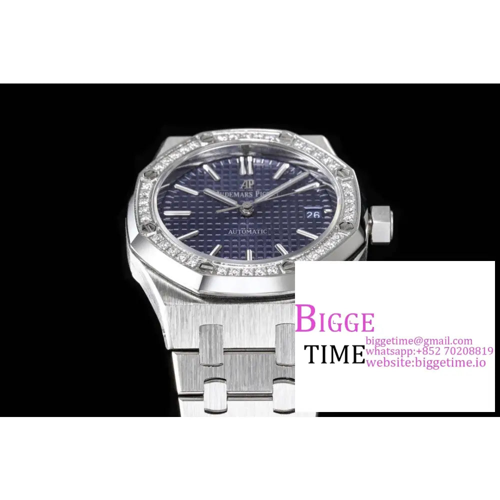 Ap Royal Oak 37Mm 15451 Diamond Bezel Purple Dial Ss Bracelet Apsf A3120 Audemars Piguet