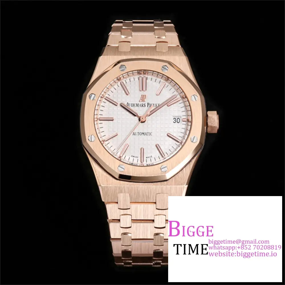 Ap Royal Oak 37Mm 15451 Rg White Dial Bracelet Apsf A3120 Option1 Audemars Piguet