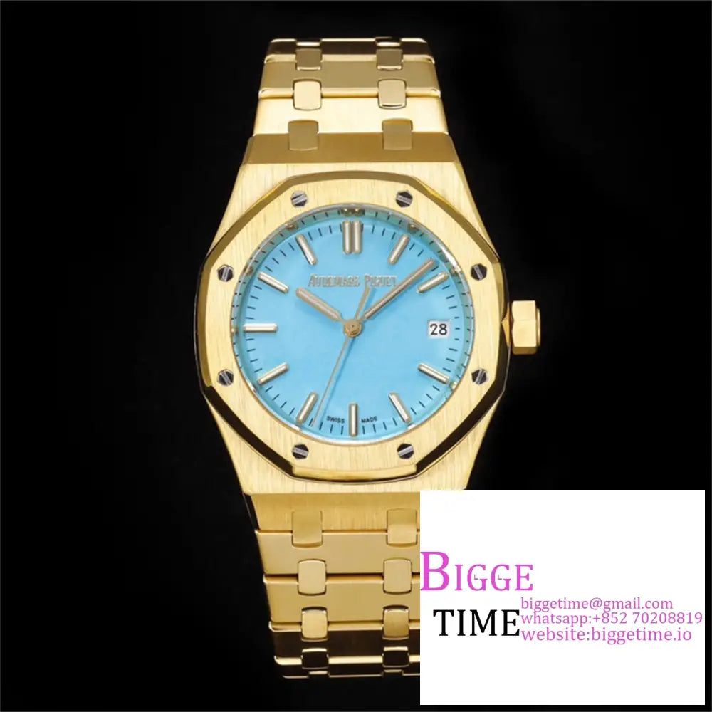 Ap Royal Oak 37Mm 15451 Yg Ice Blue Dial Bracelet Apsf A3120 Option1 Audemars Piguet