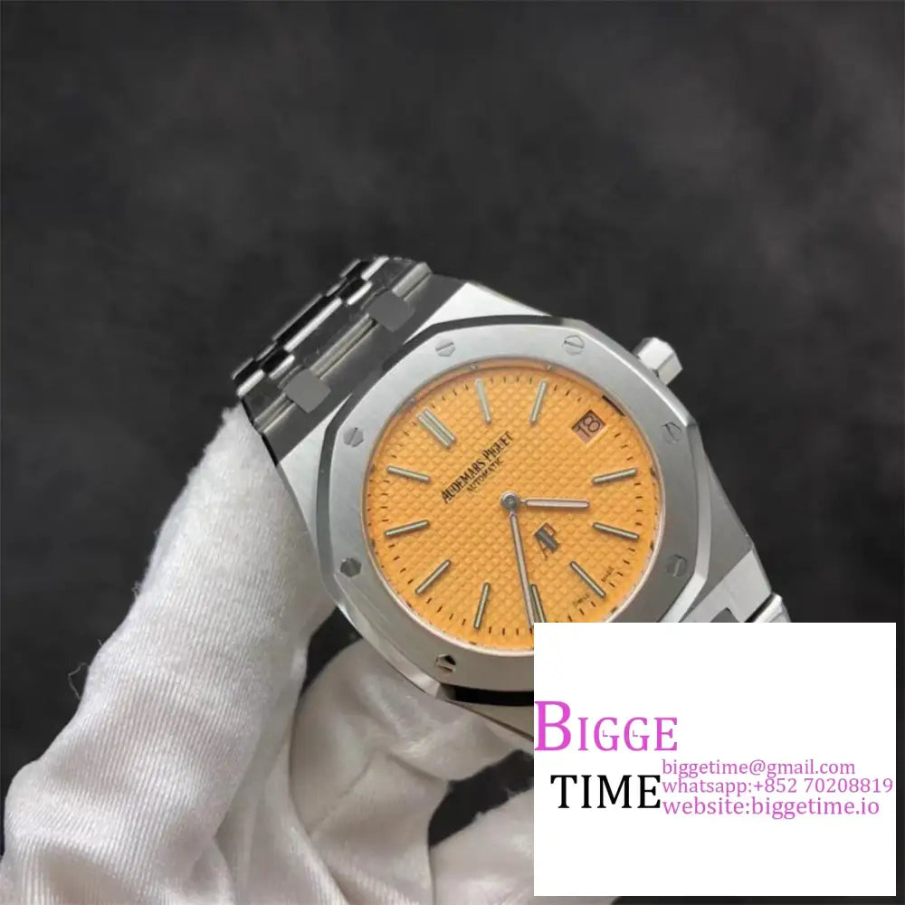 Ap Royal Oak 39Mm 15202 Yellow Dial Ss Bracelet Xf A2121 Audemars Piguet