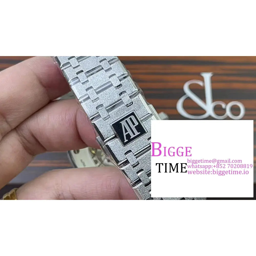 Ap Royal Oak 41Mm 15400 Frosted Gold Blue Dial Ss Bracelet Apsf A3120 Audemars Piguet