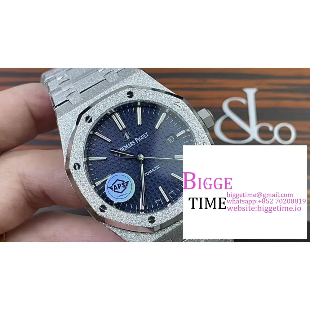 Ap Royal Oak 41Mm 15400 Frosted Gold Blue Dial Ss Bracelet Apsf A3120 Audemars Piguet