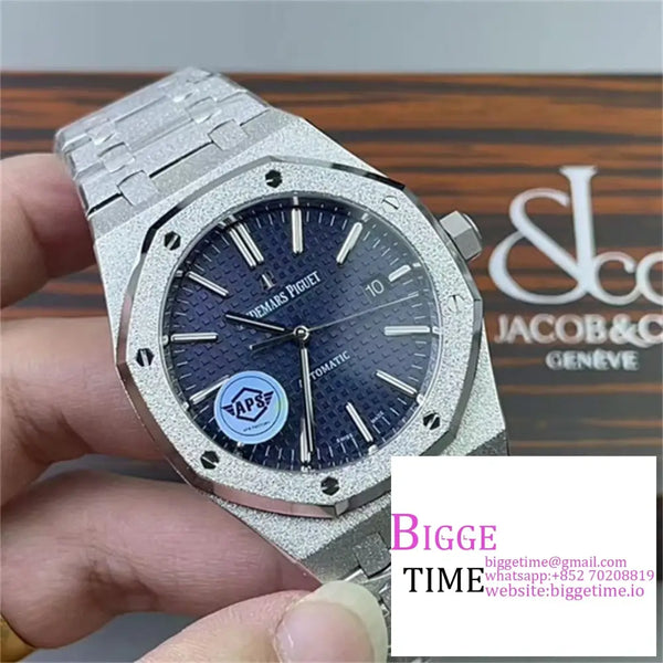 Ap Royal Oak 41Mm 15400 Frosted Gold Blue Dial Ss Bracelet Apsf A3120 Option1 Audemars Piguet