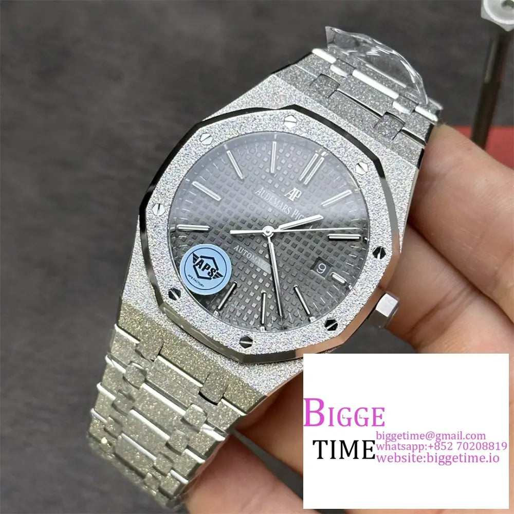 Ap Royal Oak 41Mm 15400 Frosted Gold Grey Dial Ss Bracelet Apsf A3120 Audemars Piguet