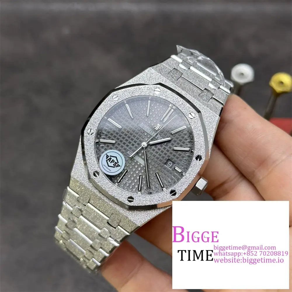 Ap Royal Oak 41Mm 15400 Frosted Gold Grey Dial Ss Bracelet Apsf A3120 Audemars Piguet