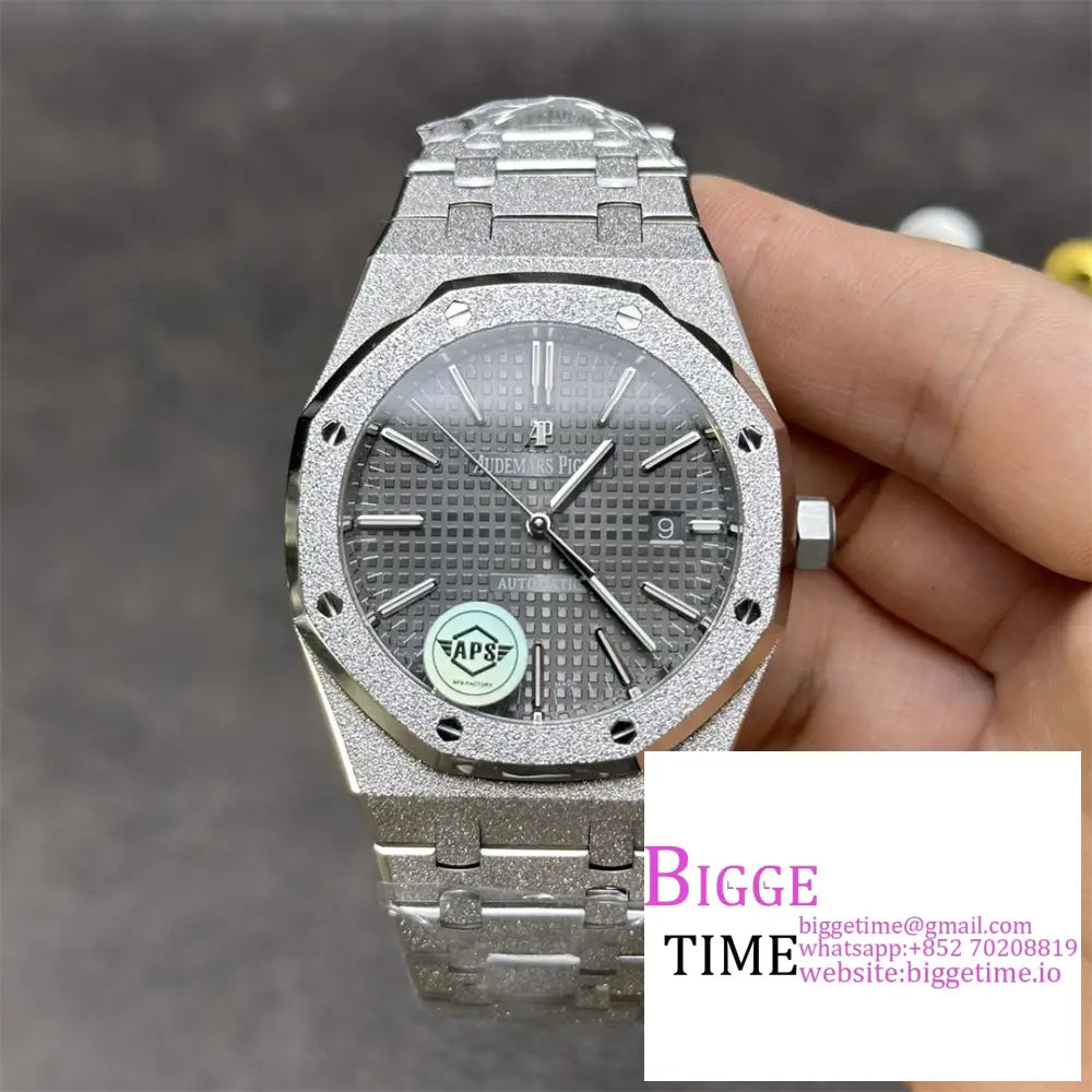 Ap Royal Oak 41Mm 15400 Frosted Gold Grey Dial Ss Bracelet Apsf A3120 Option1 Audemars Piguet