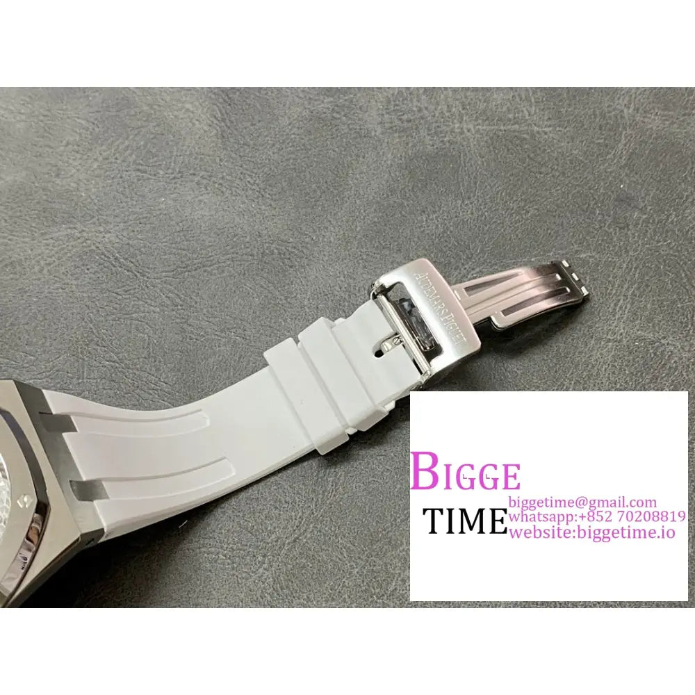 Ap Royal Oak 41Mm 15400 White Dial Rubber Strap Apsf A3120 Audemars Piguet