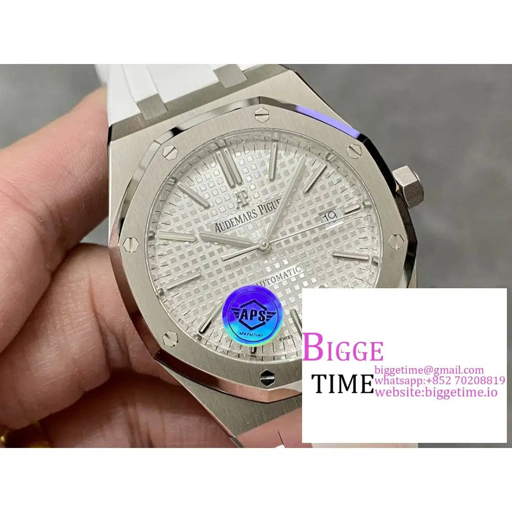 Ap Royal Oak 41Mm 15400 White Dial Rubber Strap Apsf A3120 Audemars Piguet