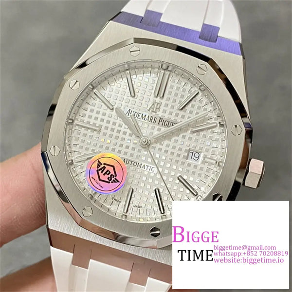 Ap Royal Oak 41Mm 15400 White Dial Rubber Strap Apsf A3120 Option1 Audemars Piguet