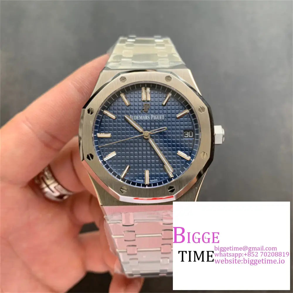 Ap Royal Oak 41Mm 15500 Blue Dial Ss Bracelet Zf A4302 Option1 Audemars Piguet