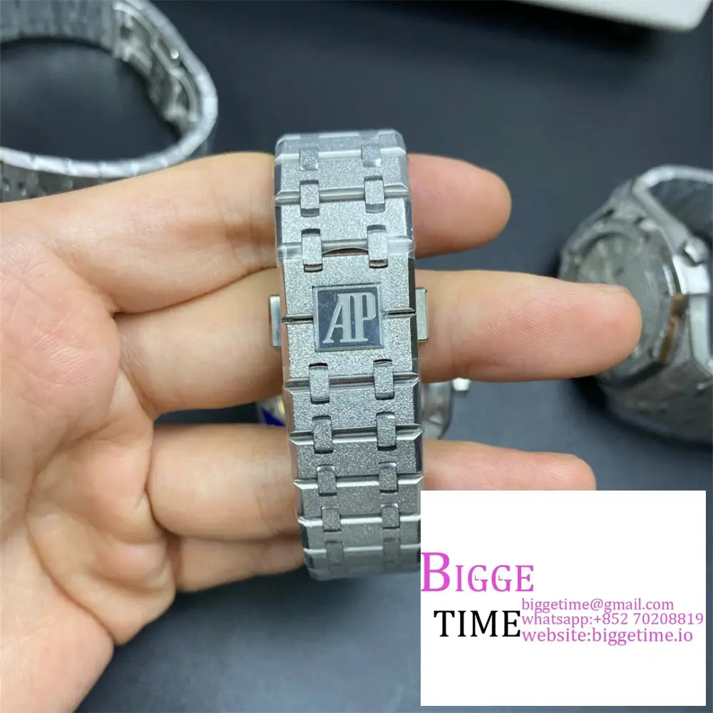 Ap Royal Oak 41Mm 15500 Frosted Gold Black Dial Ss Bracelet Apsf A4302 Audemars Piguet