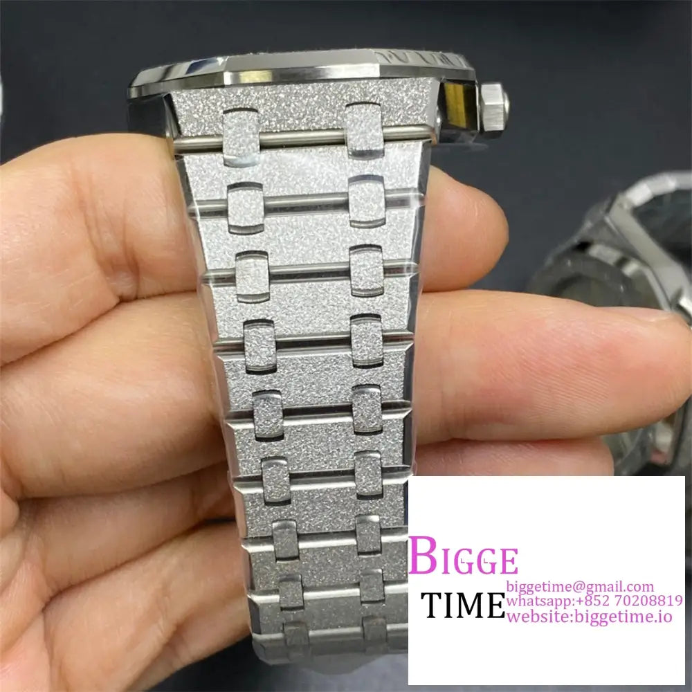 Ap Royal Oak 41Mm 15500 Frosted Gold Black Dial Ss Bracelet Apsf A4302 Audemars Piguet