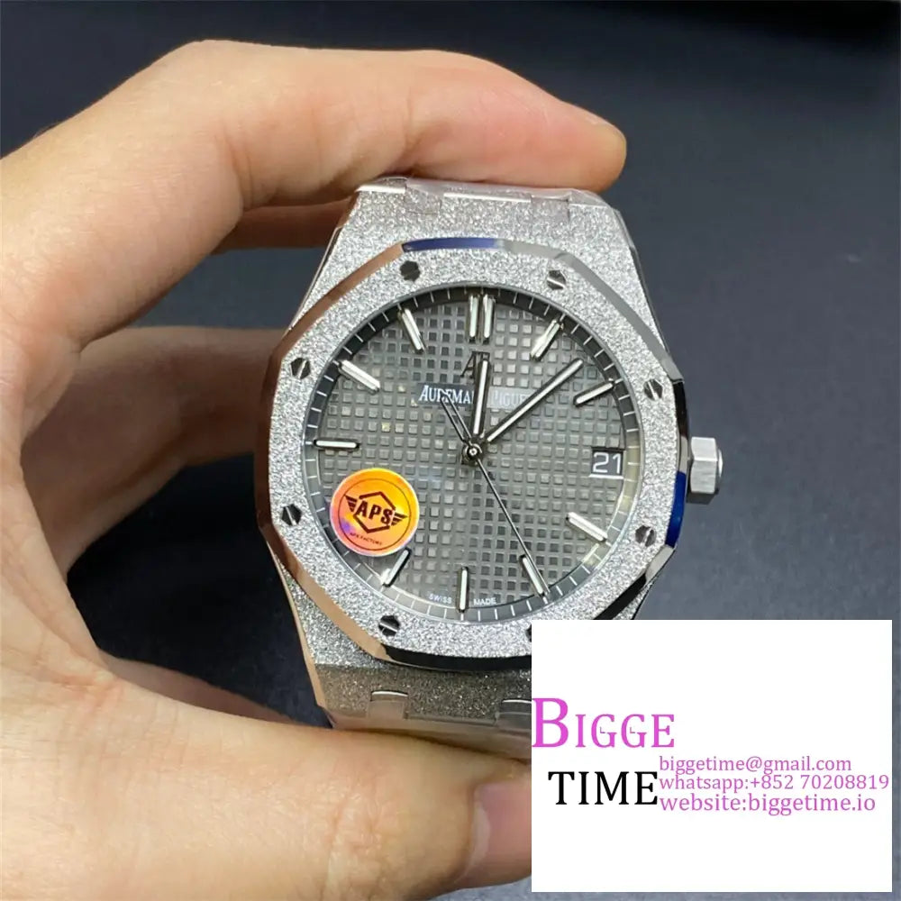 Ap Royal Oak 41Mm 15500 Frosted Gold Grey Dial Ss Bracelet Apsf A4302 Audemars Piguet