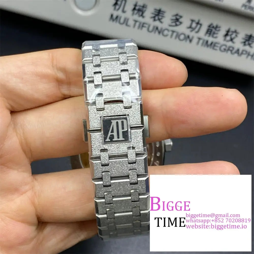 Ap Royal Oak 41Mm 15500 Frosted Gold Grey Dial Ss Bracelet Apsf A4302 Audemars Piguet