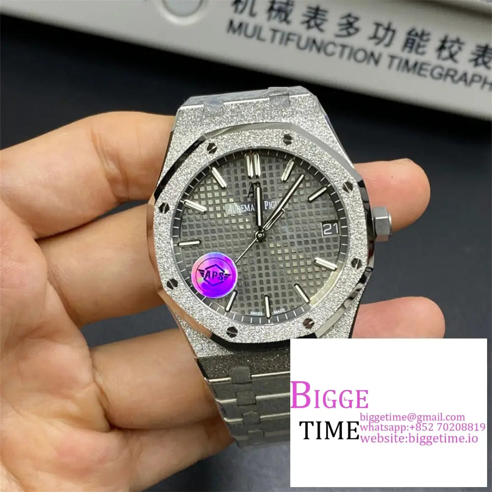 Ap Royal Oak 41Mm 15500 Frosted Gold Grey Dial Ss Bracelet Apsf A4302 Audemars Piguet